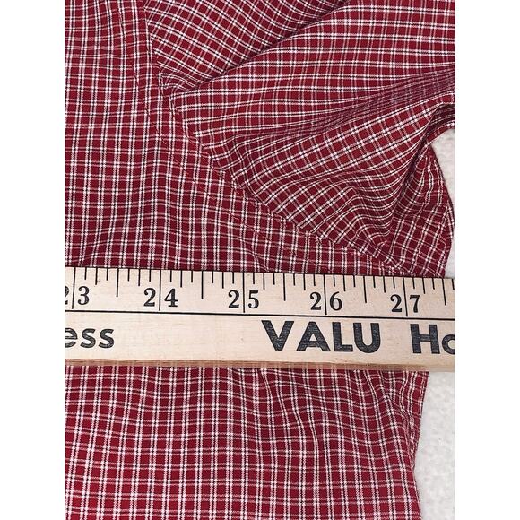 Chaps Shirt 2XL Red and White Check Pocket Button Down Long Sleeve Mens Crest - Picture 12 of 12